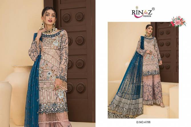 Rinaz Maryam Gold 7 Designer Fancy Festive Wear Fox georgette with Heavy Embroidery And Diamond Work Pakistani Salwar Suits Collection
