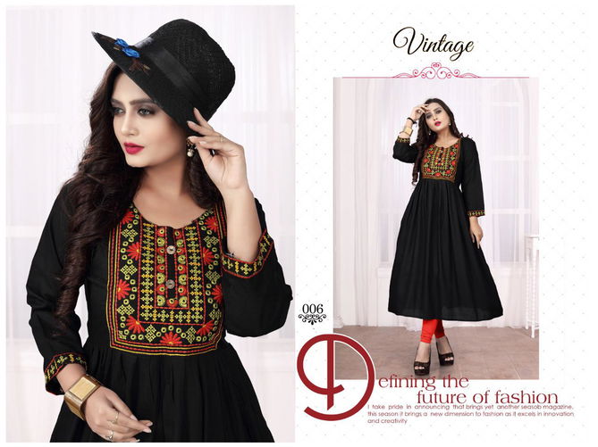 Aagya Vintage 2 Latest Fancy Ethnic Wear Designer Rayon Flair Kurti Collection
