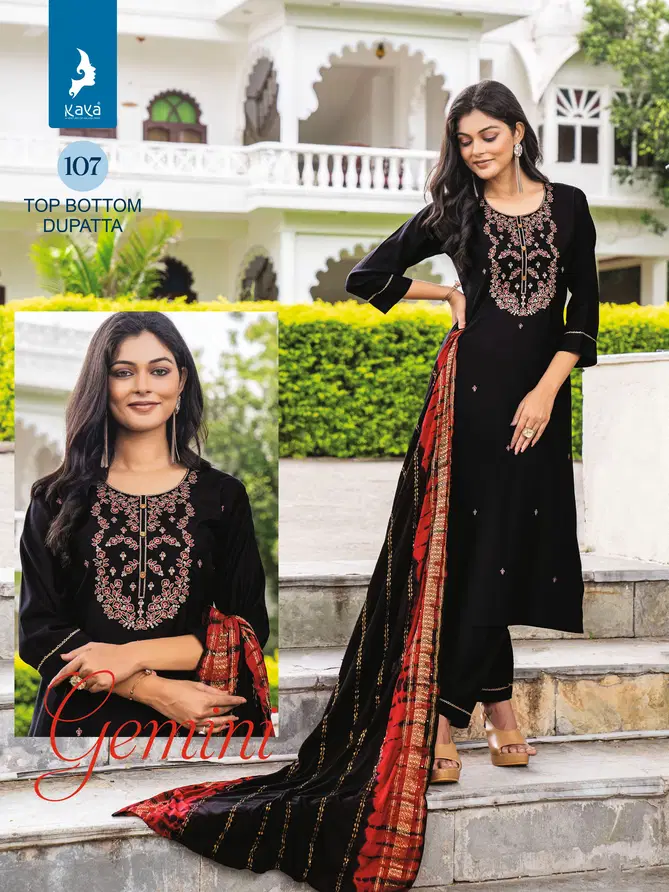 Gemini By Kaya Roman Silk Kurti With Bottom Dupatta Surat Wholesale Market