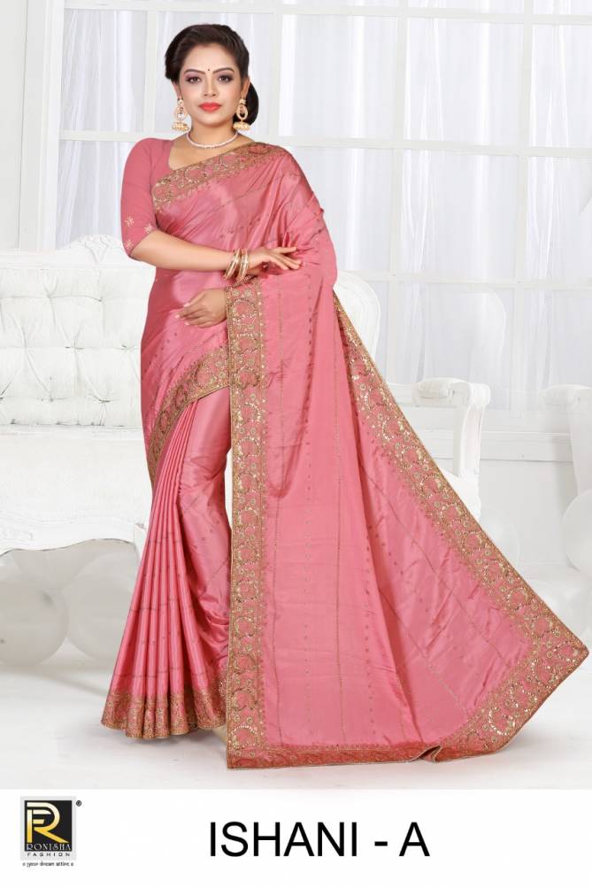 Ronisha Ishani New Latest Party Wear Crepe Silk Designer Saree Collection