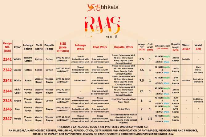 Raas Vol 8 By Shubhkala Designer Lehenga Choli Catalog