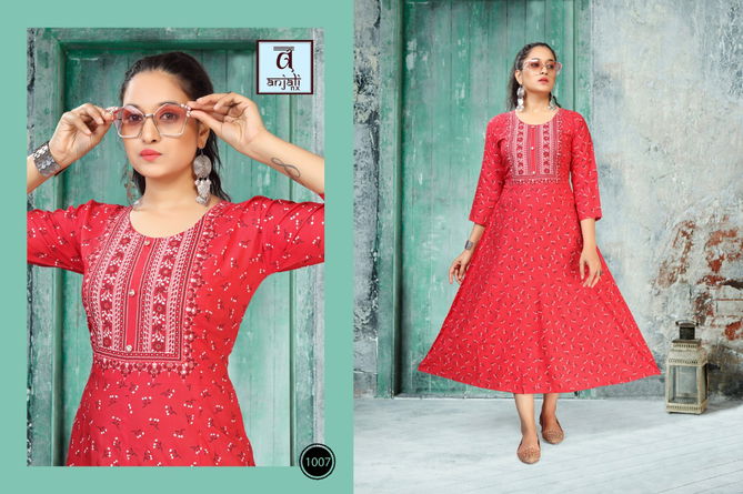 Anjali Libas Latest Regular Wear Rayon Printed Designer Kurtis Collection