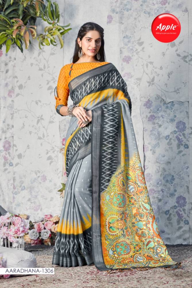 APPLE AARADHANA VOL-13 Latest Fancy Designer Casual Wear Pure Linen Printed Saree Collection