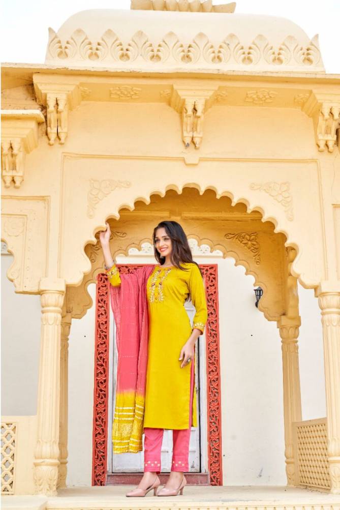Krisha Kalavati Fancy Designer Ethnic Wear Kurti With Bottom And Dupatta Collection