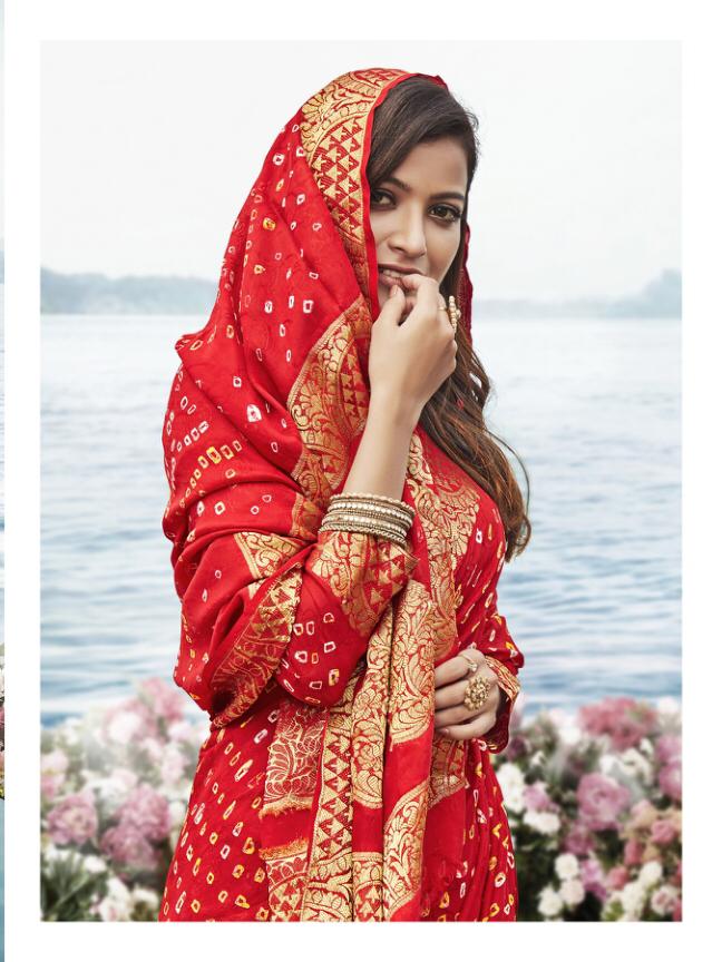 Rajyog Chunari Silk Heavy Bandhani Printed Latest Designer pure viscose with finish blouse Wedding Wear Collection