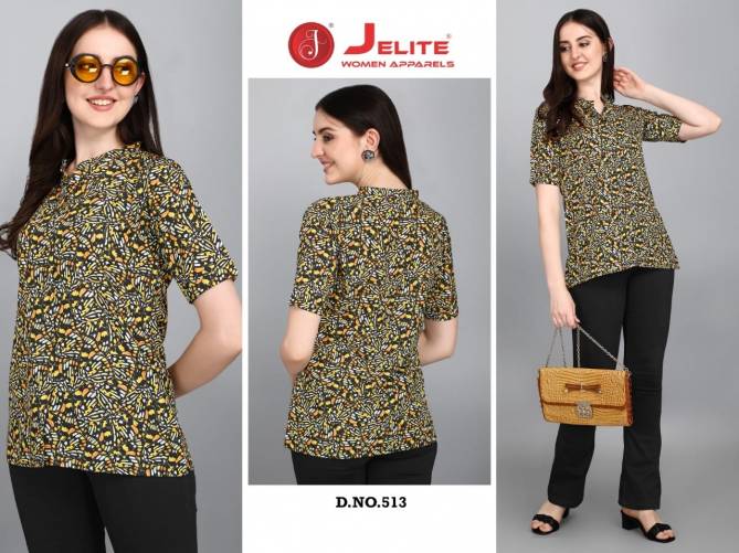 Jelite Orchid 2 Western Casual Wear Polyester Printed Ladies Top Collection
