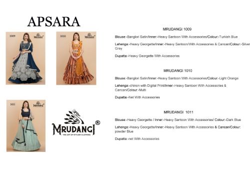 Mrudangi Apsara 1009 Fancy Party Wear Wholesale Lehenga Collection