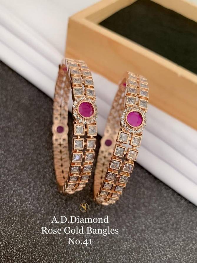 AD Diamond Fancy Designer Rose Gold Bangles Catalog