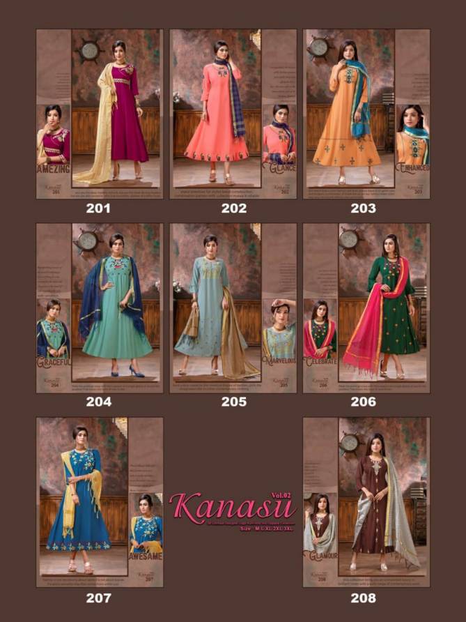 Kanasu Vol 2 Latest Designer Party Wear Anarkali Style Kurti With Dupatta 