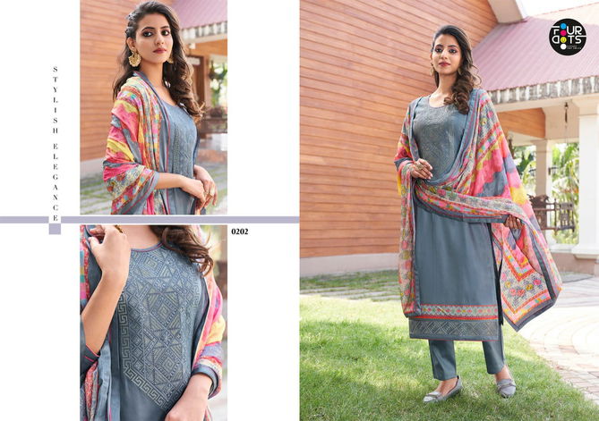 FOUR DOTS SIMRAN Latest Fancy Festive Wear jam silk Cotton With Embroidery Work Heavy Salwar suit collection 