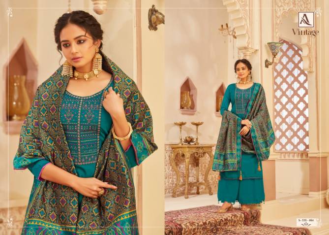 Alok Vintage Designer Fancy Wedding Wear Fancy Kashmiri Embroidery with Swarovski Diamond Work Dress Material Collection