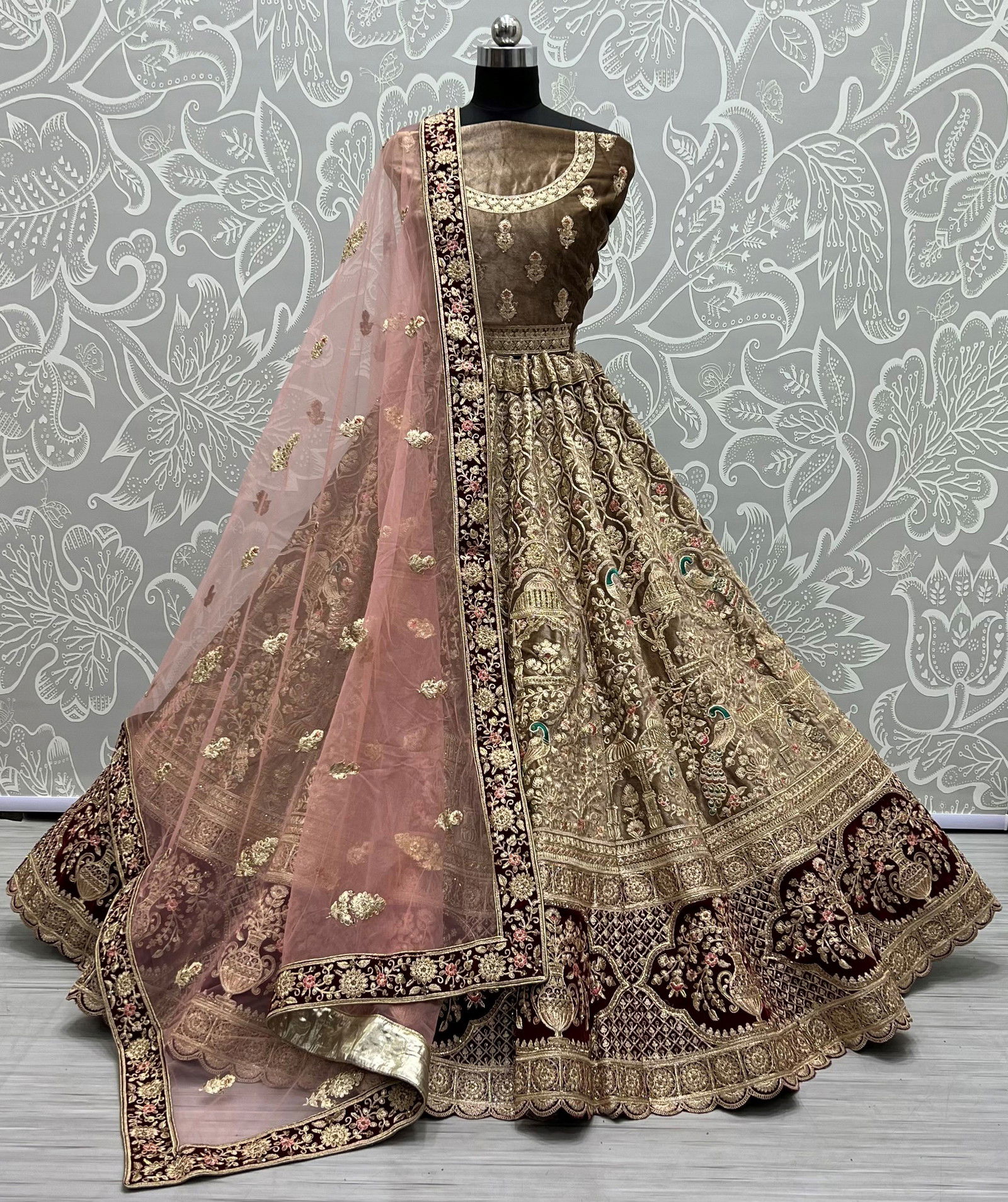 Lc 2343 Velvet Designer Bridal Lehenga Choli Collection