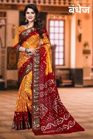 Ssm Dolly Latest Fancy Designer Bandhani Art Silk Bandhej Saree Collection
