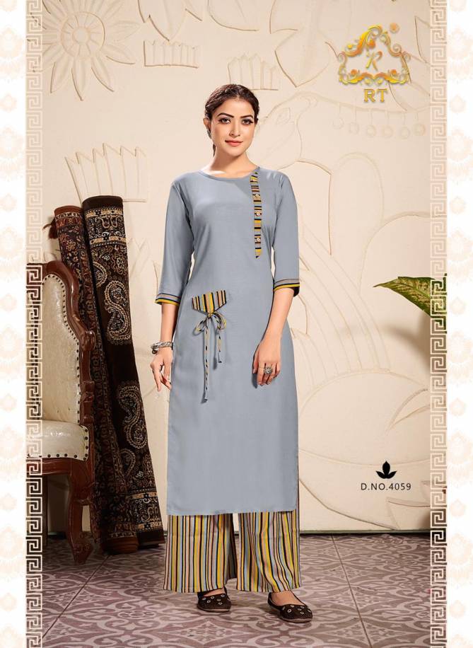 RT PALZZO QUEEN VOL-10 Latest fancy festive Wear Rayon Printed Heavy Kurti With plazzo Collection 