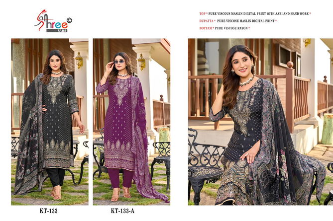 Kt 133 By Shree Fabs Maslin Digital Printed Salwar Suits Wholesale Online