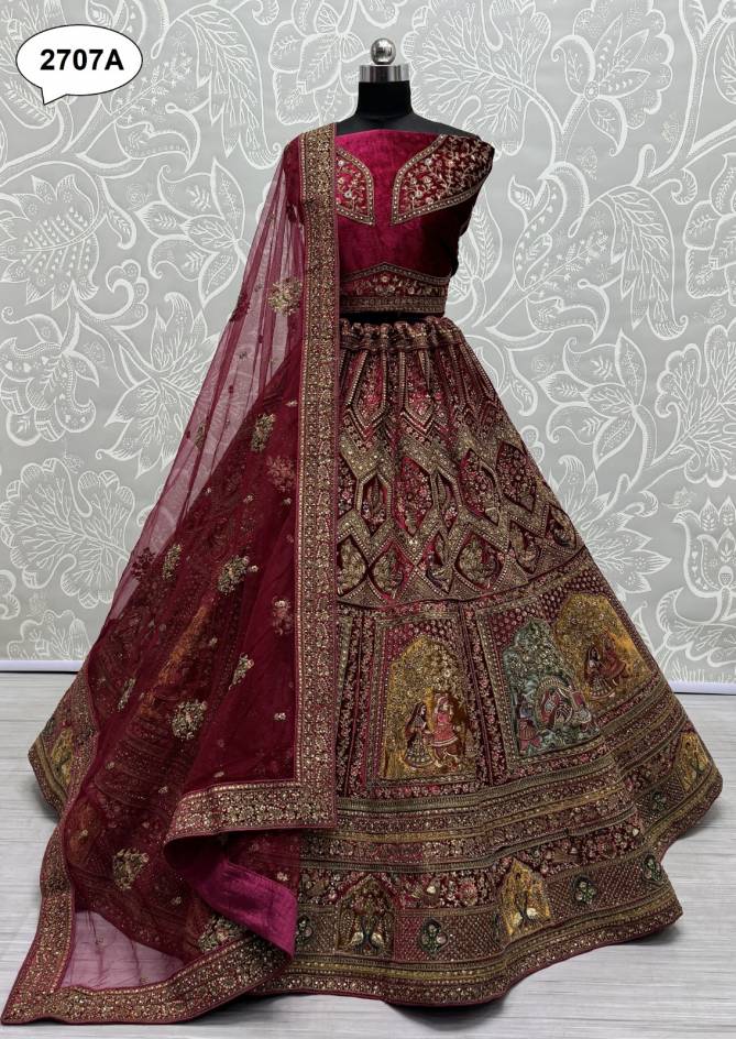 2707 A  And D by Anjani Art Velvet Embroidery Bridal Bulk Lehenga Choli Orders In India