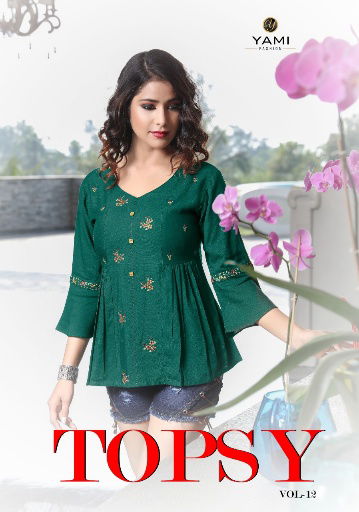 Yami Topsy Vol 12 Stylish Collection Of Ladies Tops With Embroidery Work 