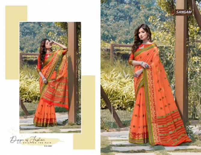 Sangam Padmavati 3 Latest Fancy Casual Wear Cotton Handloom Printed Sarees Collection