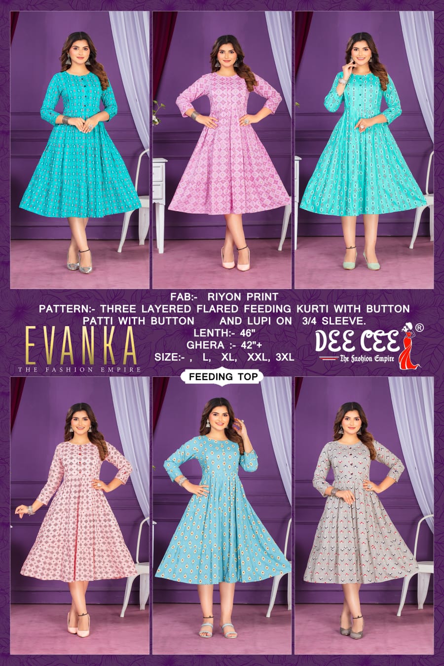 Evanka By Deecee Rayon Printed Feeding Kurtis Wholesale Shop In Surat