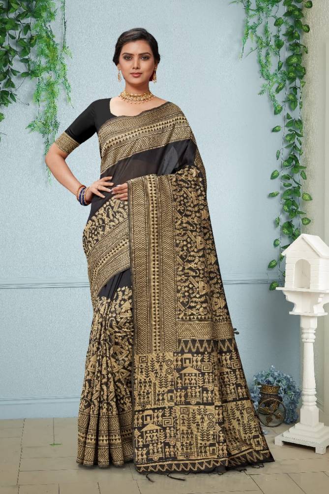 Designer Latest Party Wear With Full Printed Bhagalpuri Saree Collection