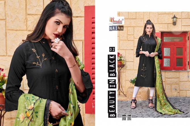 RUNG NAINA Latest Fancy Casual Wear Heavy Silk With Embroidery And Handwork Kurti With dupatta Collection