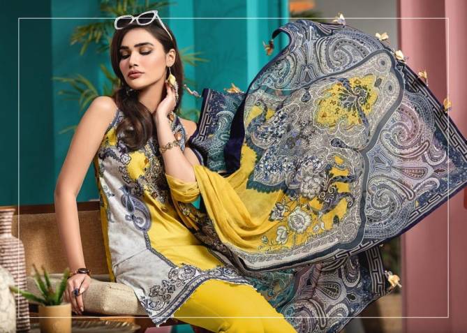 Agha Noor 3 Latest Fancy Festive Wear lawn cotton Top And Bottom With Mal Mal Printed Dupatta Karachi Dress Materials Collection