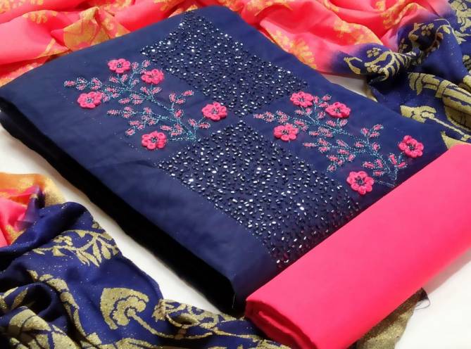 Latest Designer Heavy Festive Wear Hand Work Chanderi Dress Material Collection 