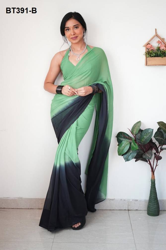 BT 391 Colours Fancy Party Wear Georgette Readymade Saree Suppliers In India