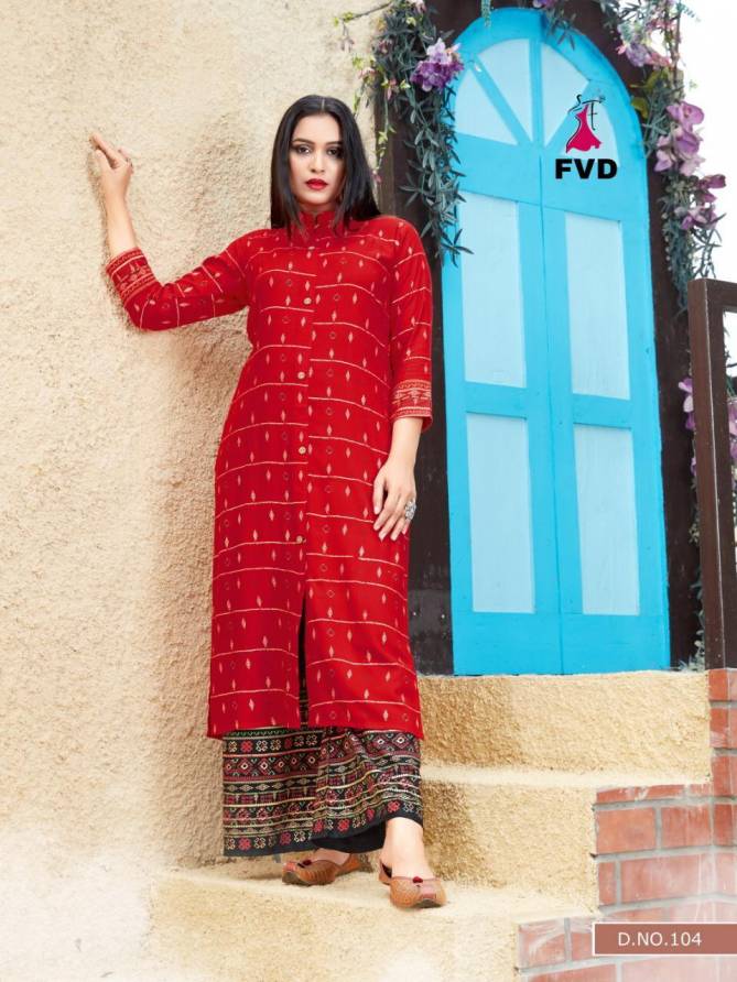 FVD Clasic Gold Vol-2 Latest Designer Party Wear Printed Kurtis With Plazzo Collection (single 750/-)