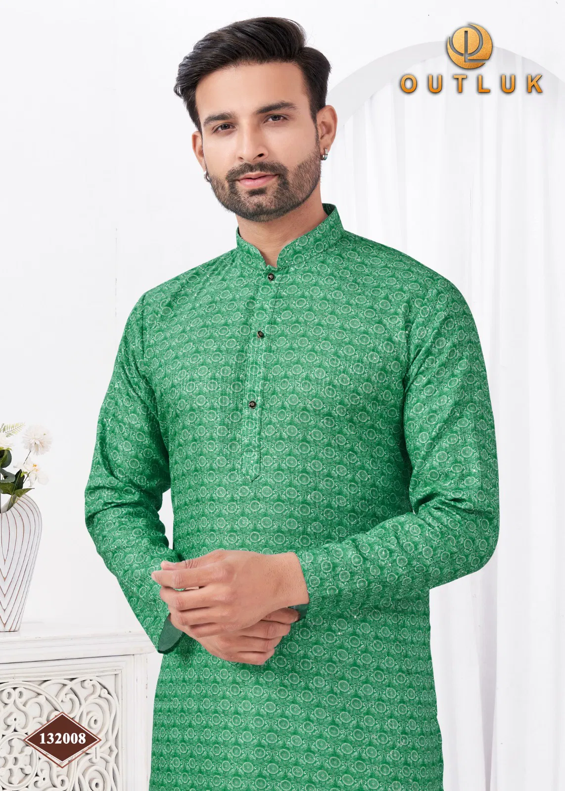 Outluk Wedding Collection Vol 132 Rayon Cotton Mens Kurta Pajama Manufacturers