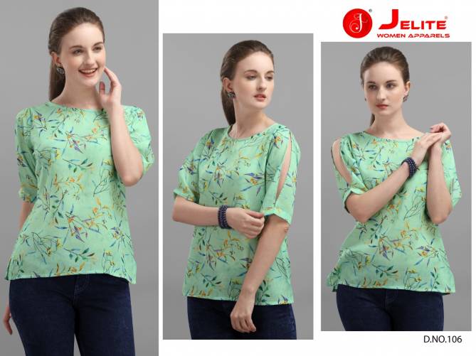 Jelite Marigold Latest Fancy Designer Casual Wear Western Cotton Digital Ladies Top Collection
