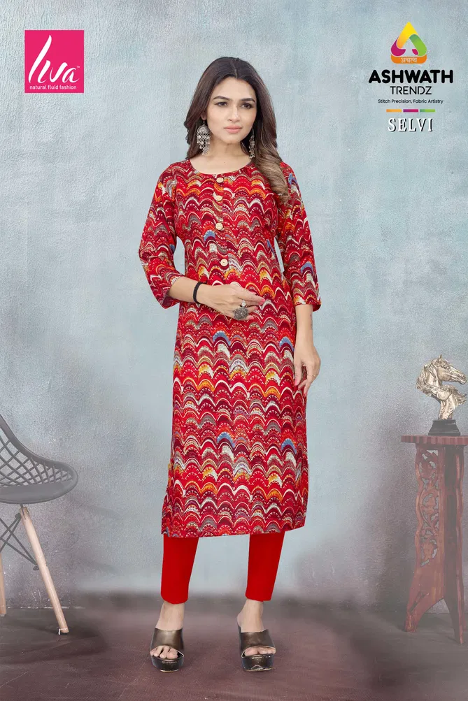 3 Selvi Ultra Premium Rayon Foil Printed Wholesale Kurti Suppliers In India