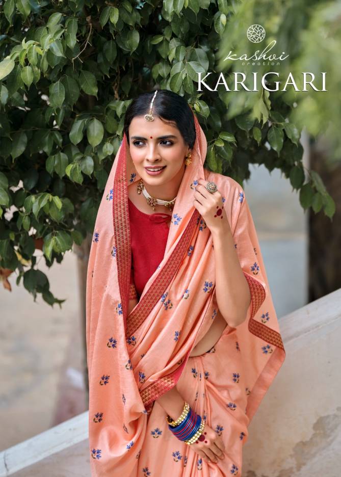Kashvi Karigari Vichitra Jari With Fancy Lace Casual Wear Silk Saree Collection
