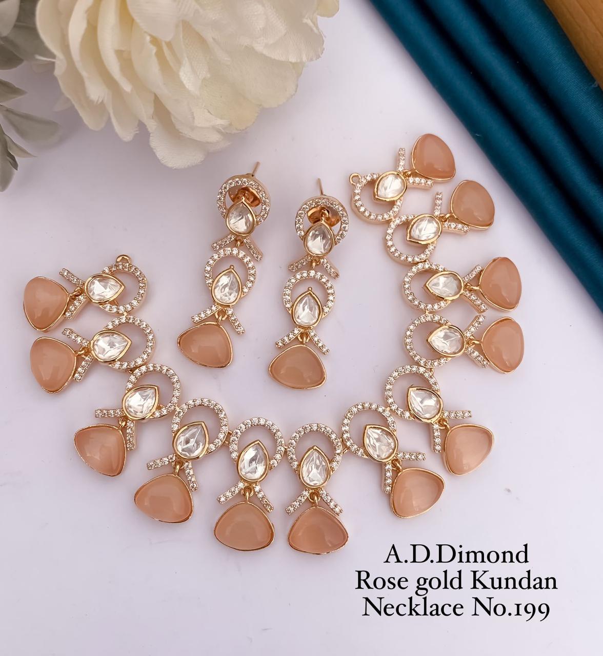 AD Diamond Kundan Necklace Wholesale Market In Surat With Price 