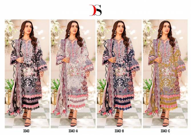 Niddle Wonder 3343 By Deepsy Embroidery Patch Cotton Pakistani Suits Wholesale Market In Surat