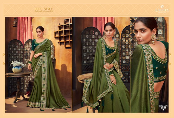 Kalista Alisha Latest Fancy Designer Festive Wear Embroidery Worked vichitra silk Sarees Collection
