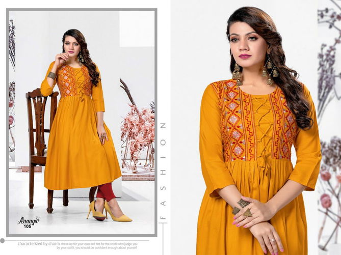 Beauty Queen Ananya Fancy Ethnic Wear Rayon Printed Anarkali Kurti Collection