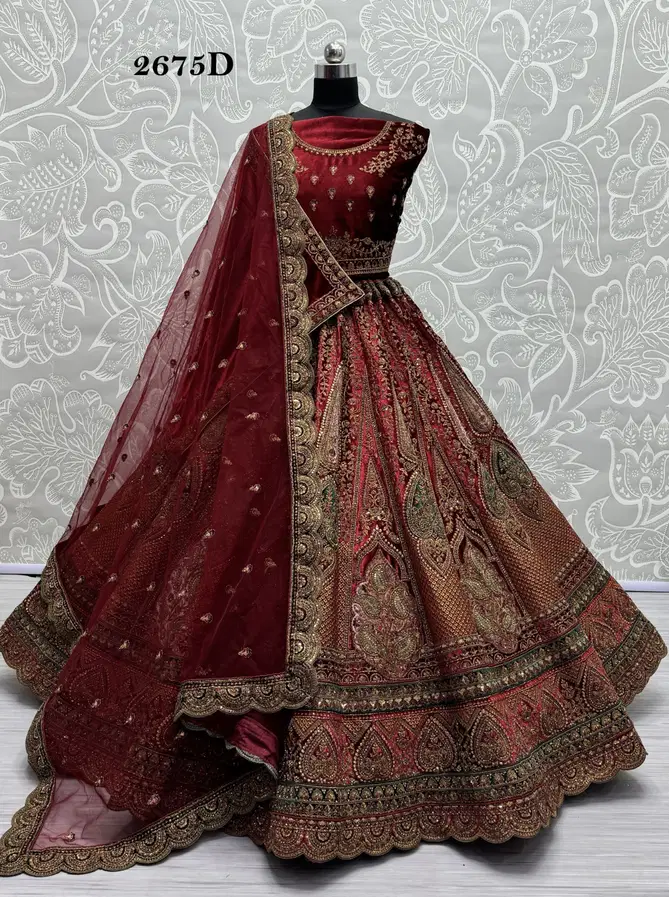 2675 A To D by Anjani Art Heavy Velvet Bridal Wear Lehenga Choli Orders In India