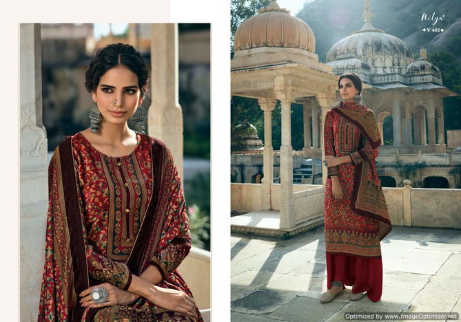 Lt Nitya Velvet 4 Nx Designer Designer Velvet Digital Print Top With Four Side Less Dupatta Dress Material Collection