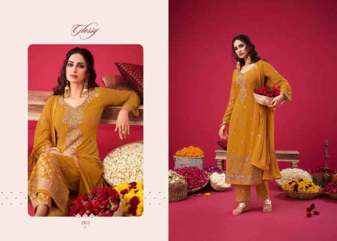 Glossy Naqsh 2808 Georgette Embroidery Work Heavy Wedding Wear Salwar Kameez Collection
