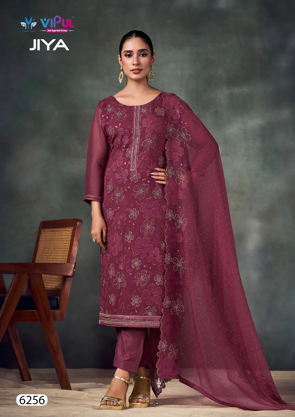 Jiya By Vipul Chiffon Embroidery Salwar Suits Suppliers In India