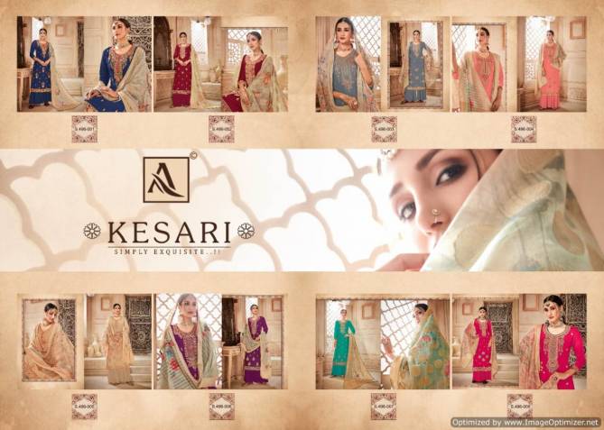 Alok Kesari Latest Designer Heavy Fancy Festive Wear Dress Material Collection With Digital Print with Four Side Piping Lace Dupatta 