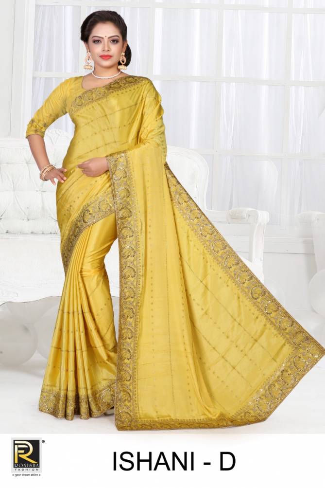 Ronisha Ishani New Latest Party Wear Crepe Silk Designer Saree Collection