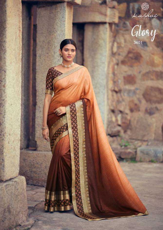 Kashvi Glory Fancy Designer Heavy Festive casual Wear Vichitra Silk Sarees Collection
