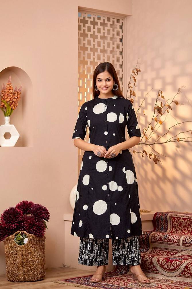 KF Kalaai Black And White Printed Kurti With Bottom Dupatta Wholesalers In Delhi
