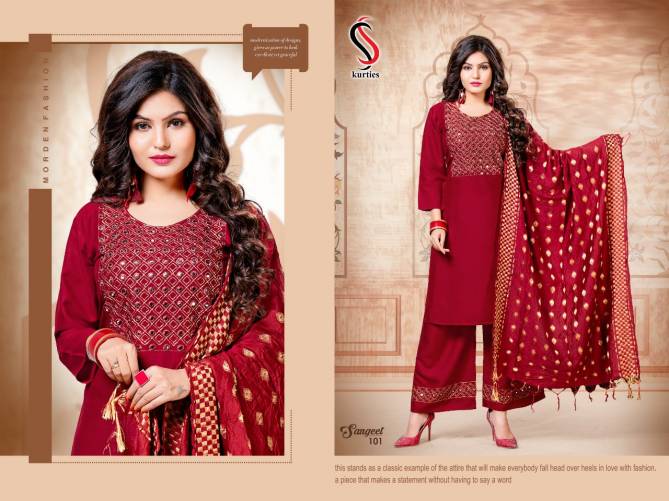 Ss Sangeet 2 Latest Fancy Rayon Designer Festive Wear Rayon Worked Ready made Salwar Suit Collection
