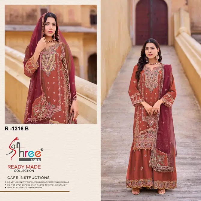 R 1316 By Shree Fabs Organza Readymade Suits Wholesale Market In Surat