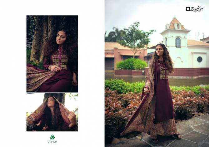 Zulfat Sohini 3 Pure Pashmina Casual Wear Printed with Kashmiri Embroidery Designer Dress Material
