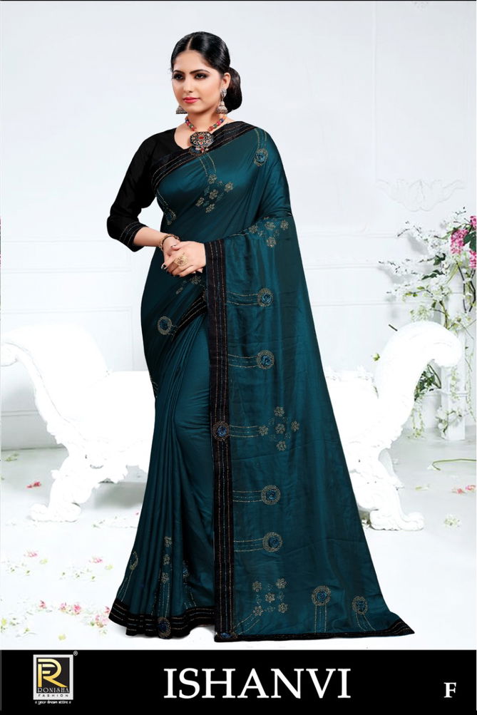 Ronisha Ishanvi Embroidery Worked Festive Wear Designer Sarees Collection