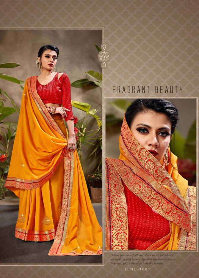 Ronisha Flavour Latest Fancy Heavy Wedding Wear Vichitra silk Sarees Collection
